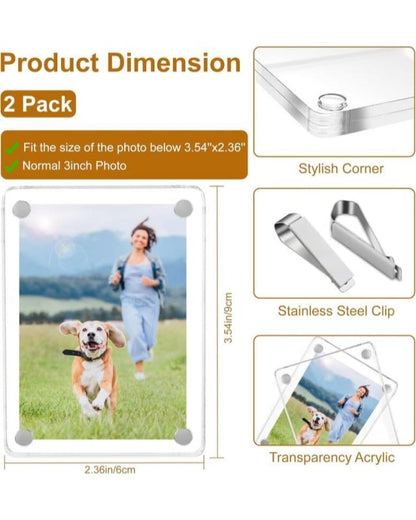 Vertical Car Sun Visor Photo Frame Clips | Acrylic Snap Clips – Universal Fit for All Cars