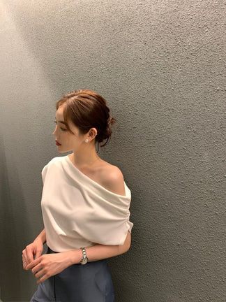 French Style One-Shoulder Slimming Top
