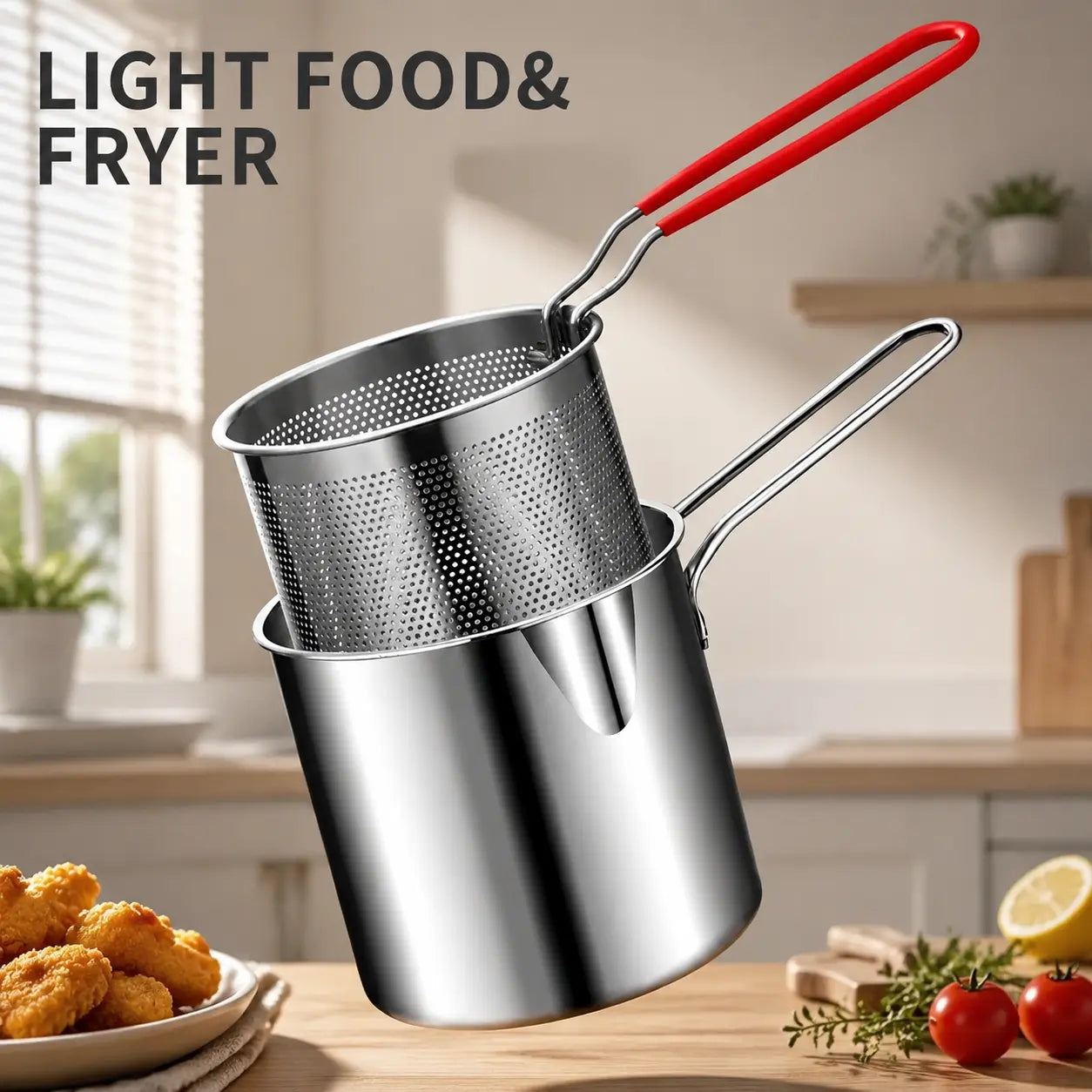4Pcs Stainless Steel Deep Fryer Set