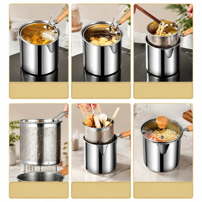 4Pcs Stainless Steel Deep Fryer Set